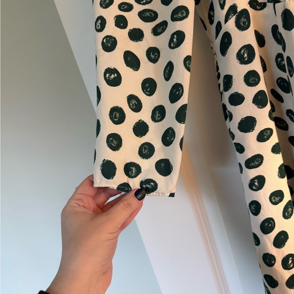 Reformation Green Polka Dot Square-Neck Midi Dress - Picture 5 of 6